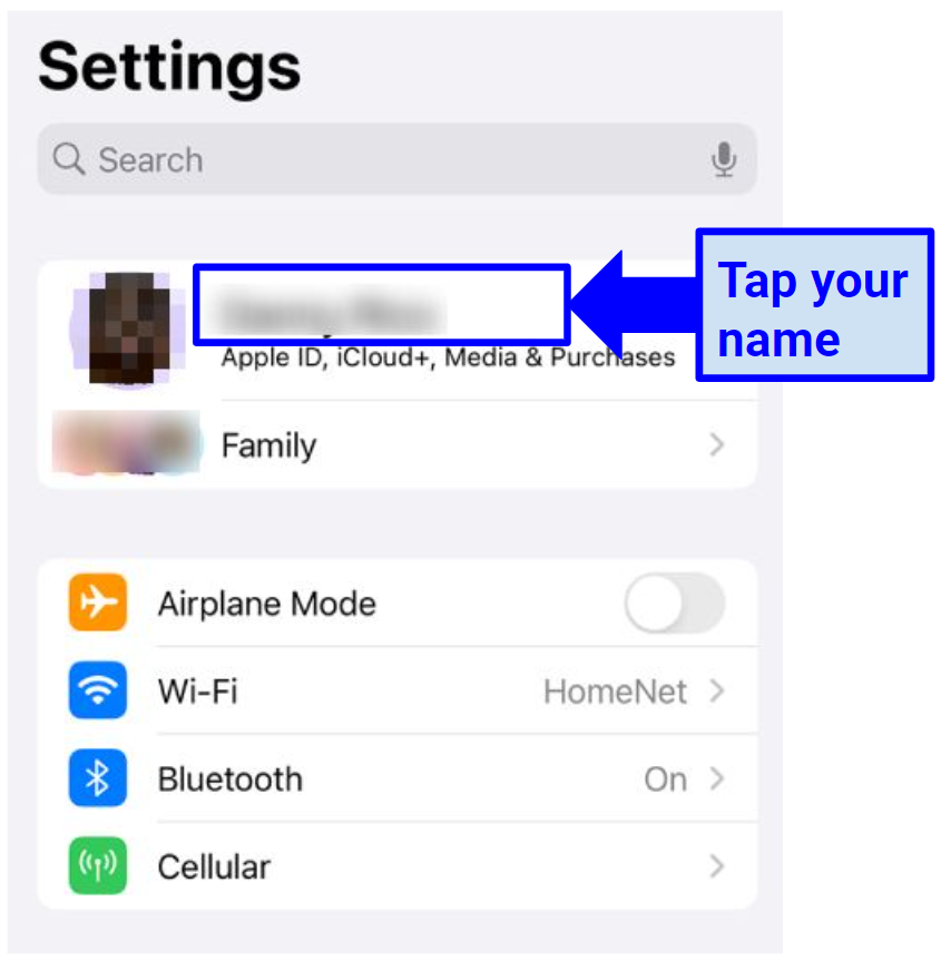 Screenshot showing how to manage purchases on iOS
