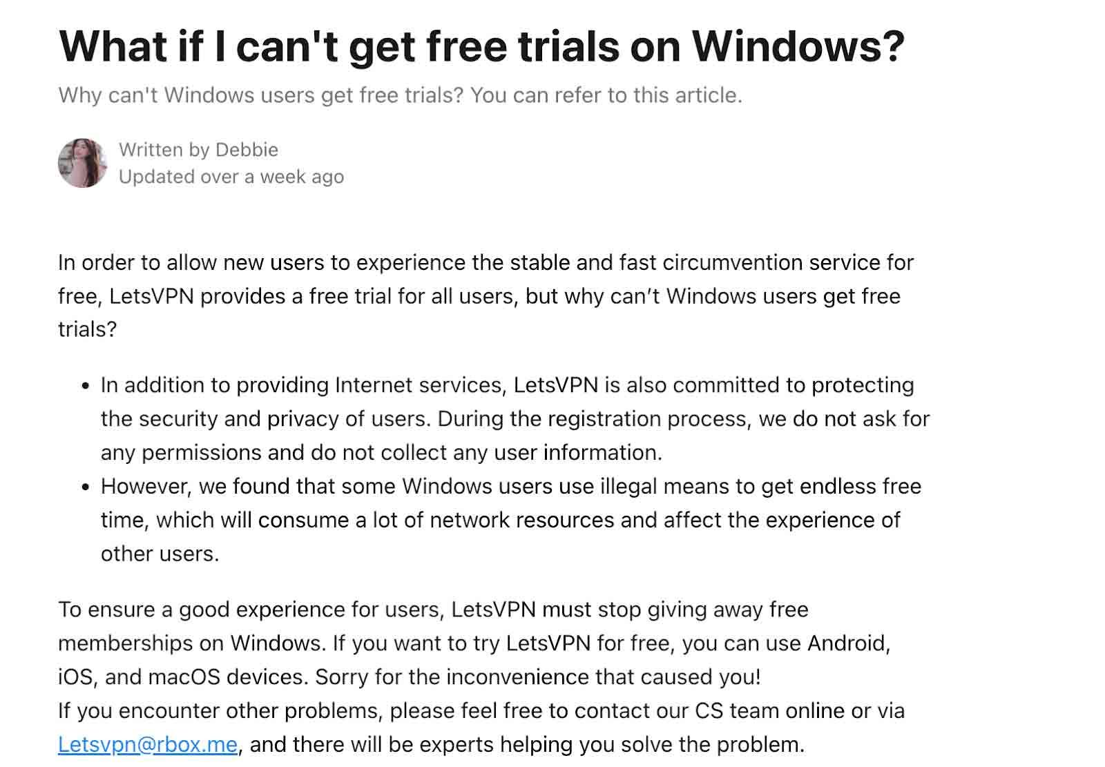 what if you can't get free trails on windows